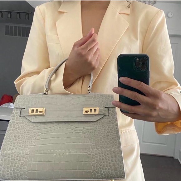 Teddy Blake Handbags - Kim Croco 14" Light Grey by Teddy Blake